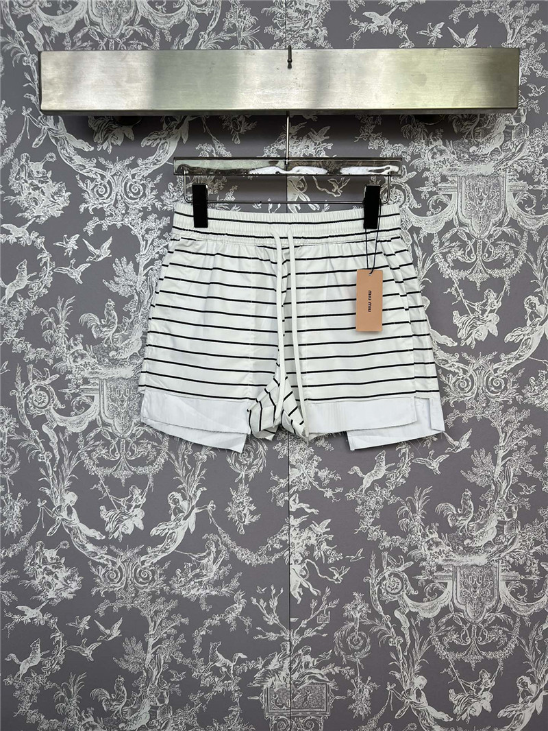 M1um1u black and white striped drawstring shorts replica clothes