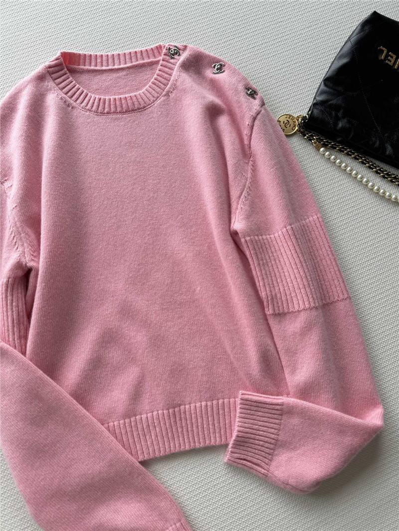 Ch**el logo shoulder button cashmere sweater replica clothing