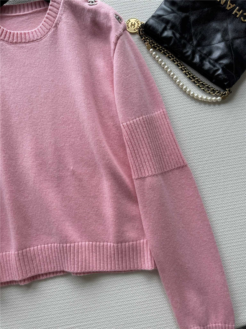 Ch**el logo shoulder button cashmere sweater replica clothing