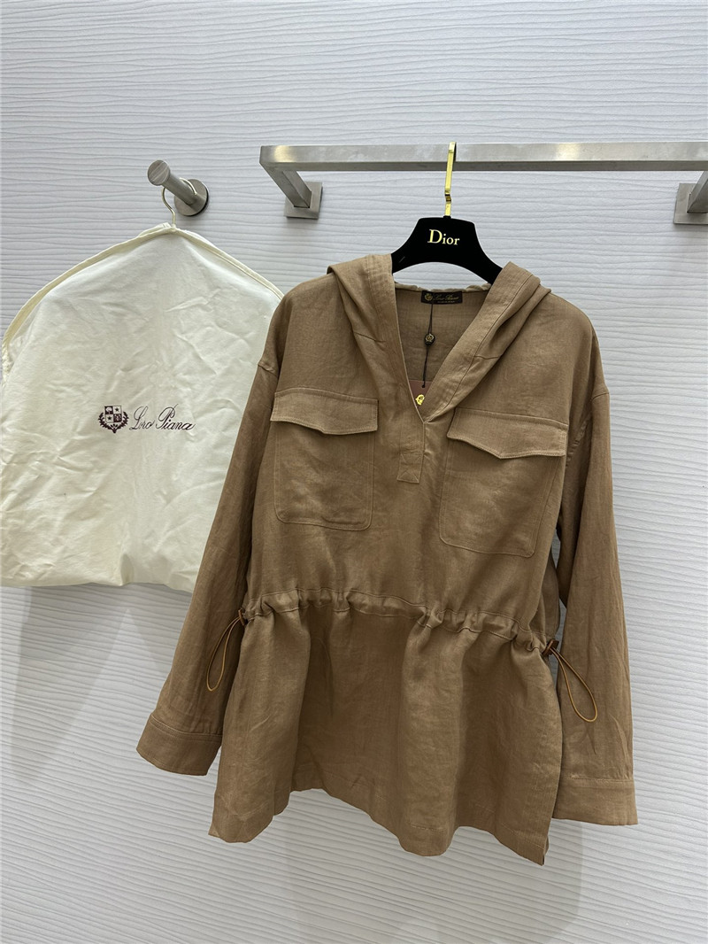 L0r0 P1ana hooded cotton and linen sweater dress replica clothes