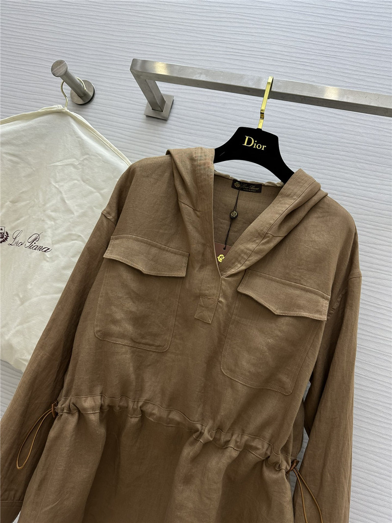L0r0 P1ana hooded cotton and linen sweater dress replica clothes