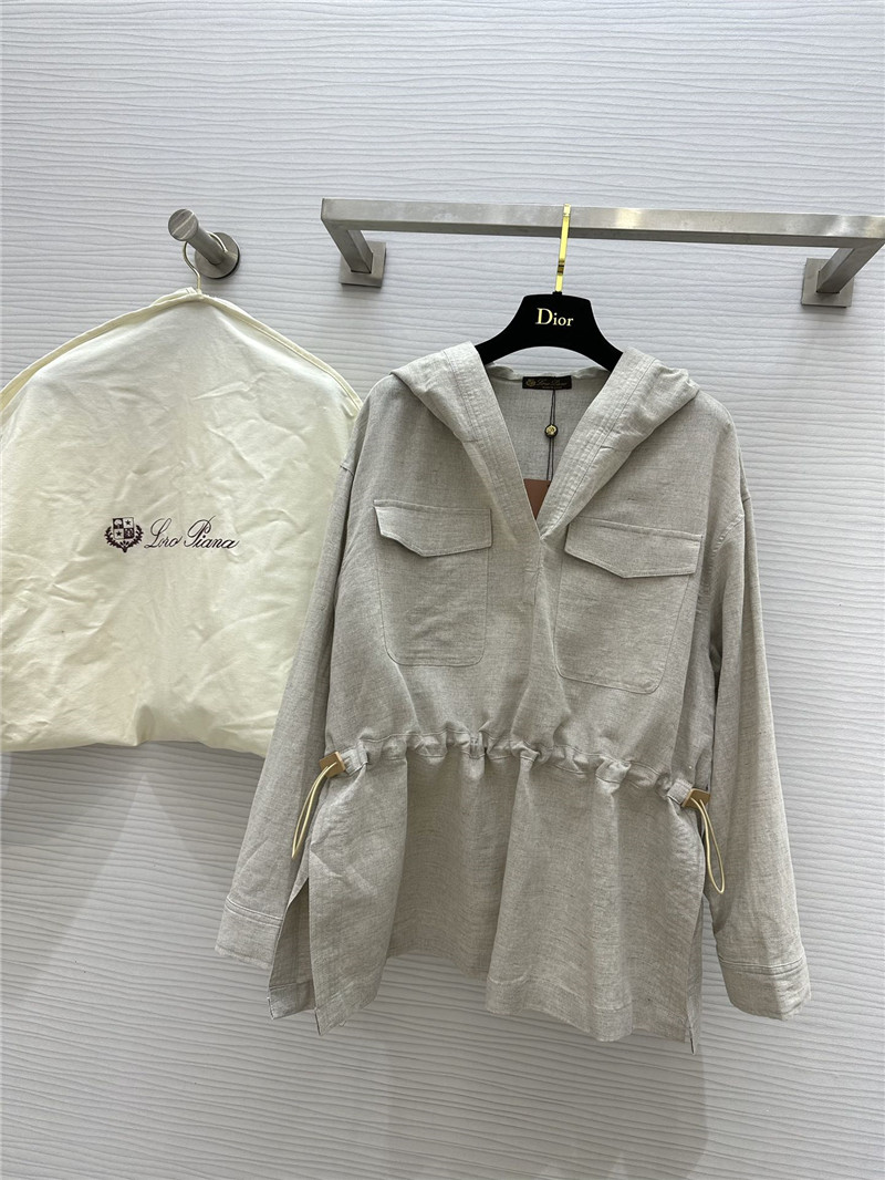 L0r0 P1ana hooded cotton and linen sweater dress replica clothes