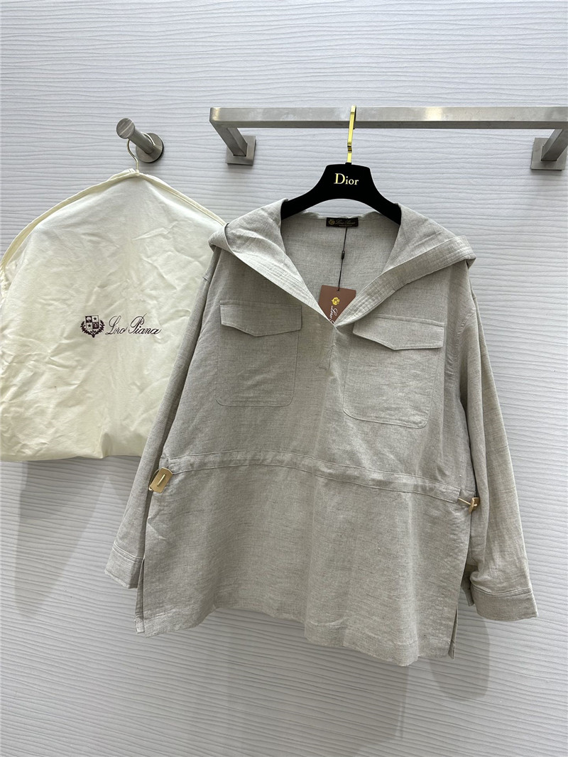 L0r0 P1ana hooded cotton and linen sweater dress replica clothes