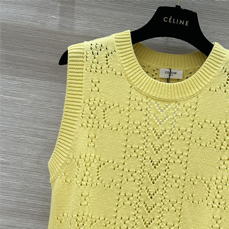 Ce1i*e hollow flower arc de triomphe knitted vest replicas clothes