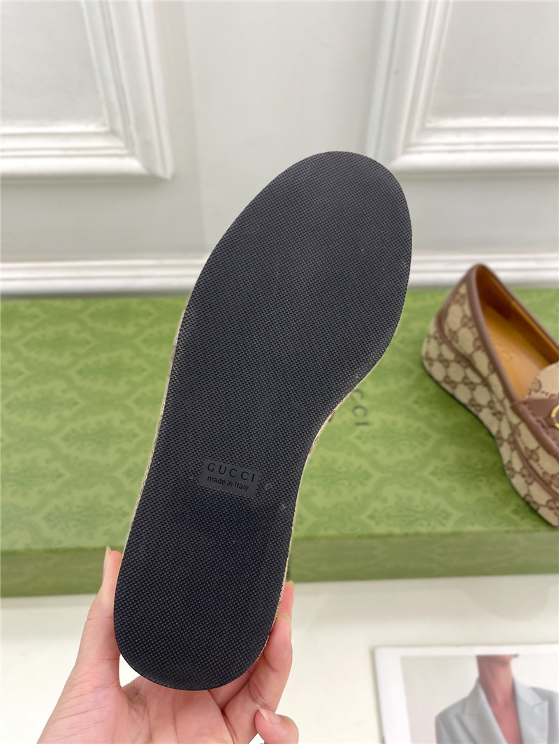 Gvc*1 horsebit wedge loafer in beige and ebony gg canvas