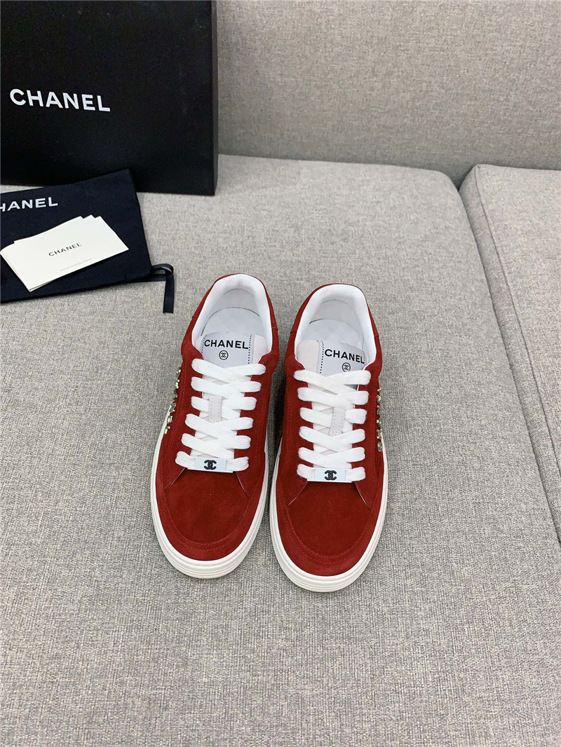 Ch**el red lace-up trainers