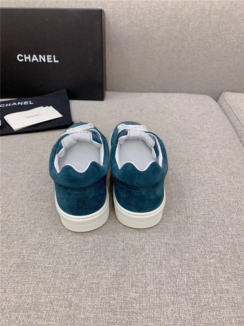 Ch**el blue leather lace-up trainers