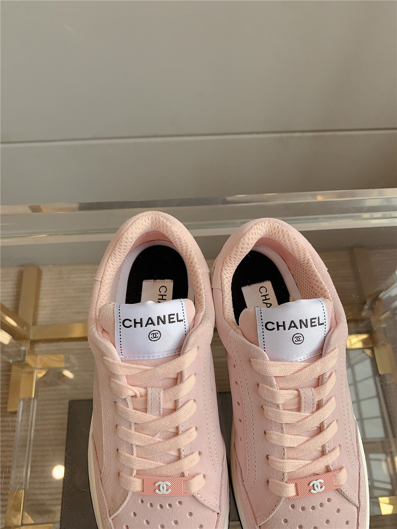 Ch**el pink calfskin lace-up sneakers