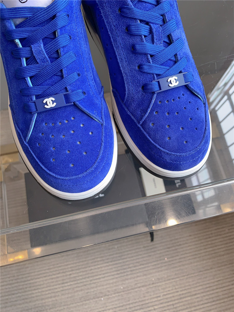 Ch**el blue suede lace-up sneakers