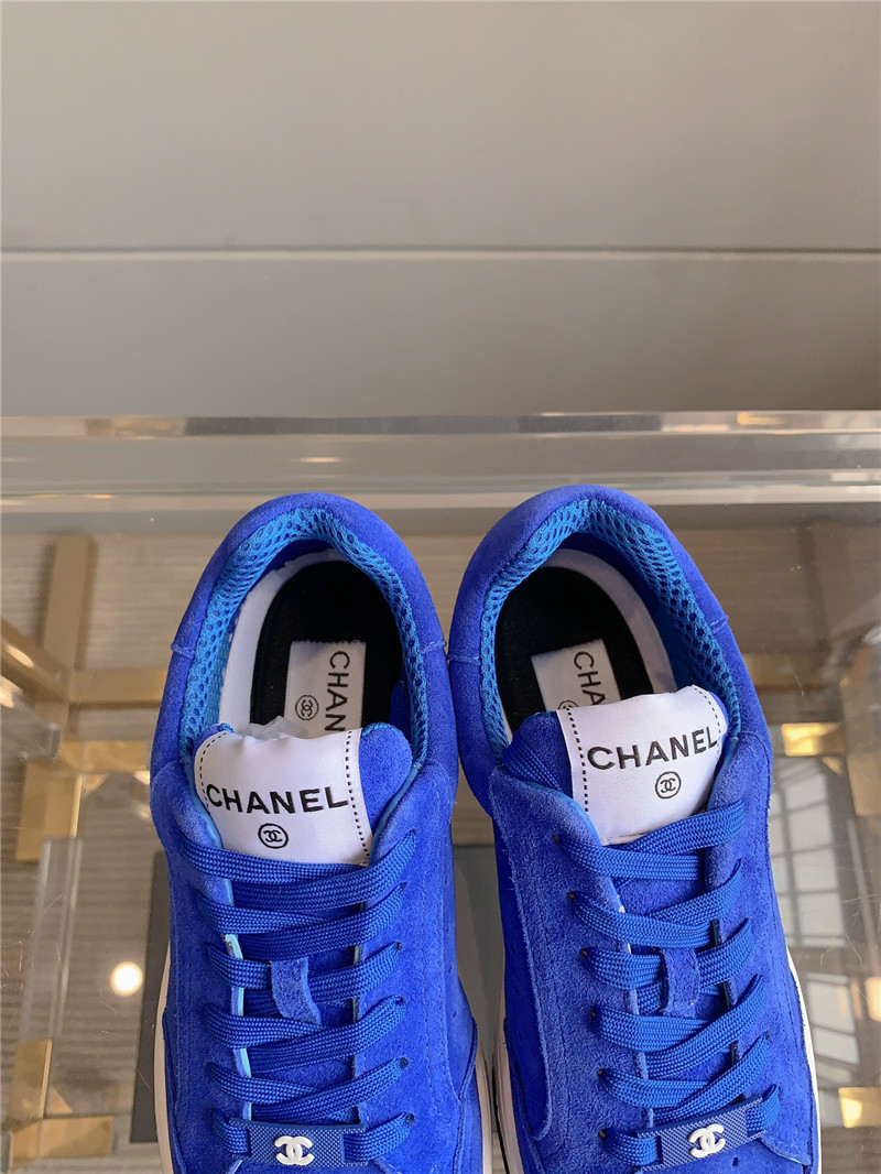 Ch**el blue suede lace-up sneakers