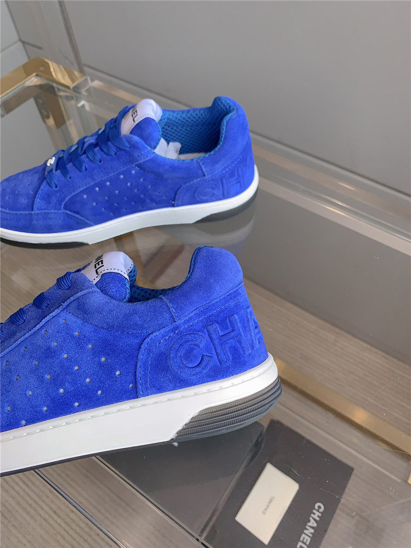 Ch**el blue suede lace-up sneakers