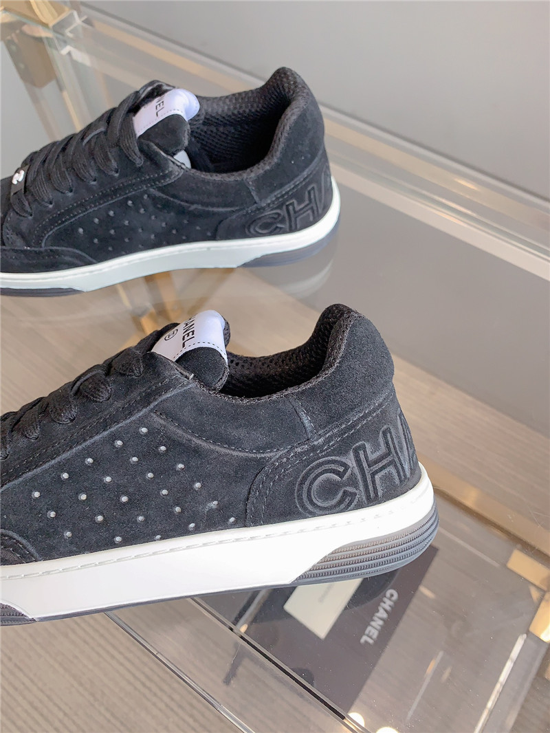 Ch**el black suede lace-up sneakers