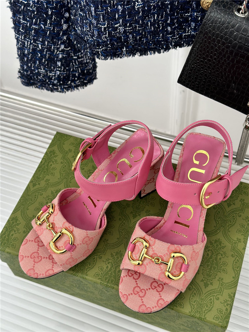 Gvc*1 horsebit sandal in pink gg canvas