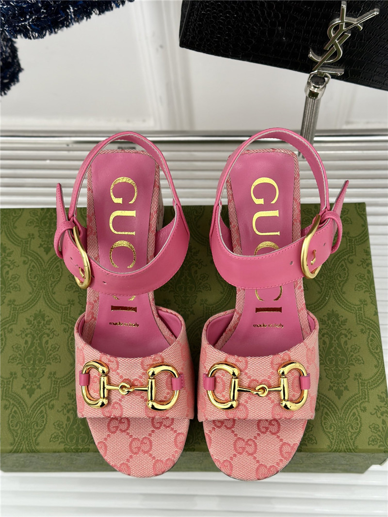 Gvc*1 horsebit sandal in pink gg canvas
