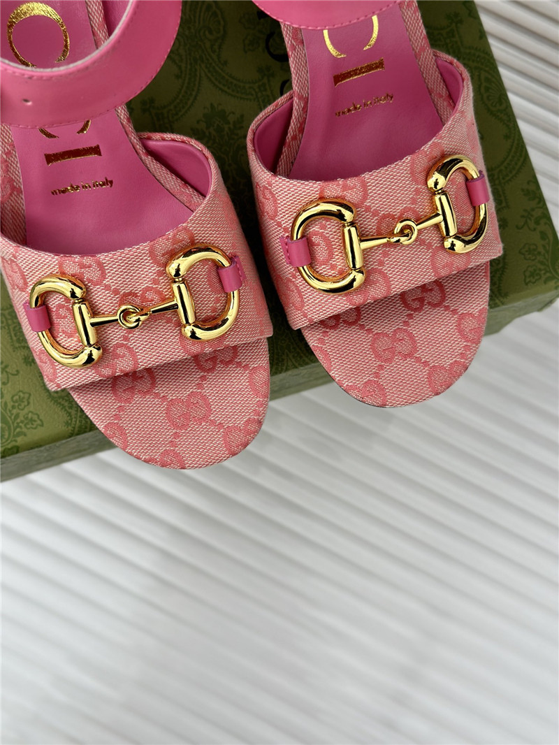 Gvc*1 horsebit sandal in pink gg canvas