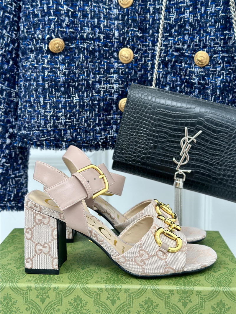 Gvc*1 horsebit sandal in neutral and nude gg canvas