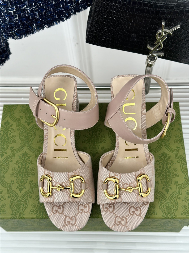 Gvc*1 horsebit sandal in neutral and nude gg canvas