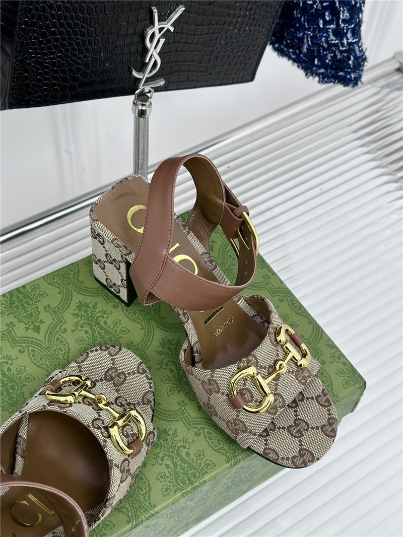Gvc*1 horsebit sandal in beige and ebony gg canvas