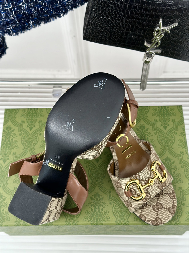 Gvc*1 horsebit sandal in beige and ebony gg canvas