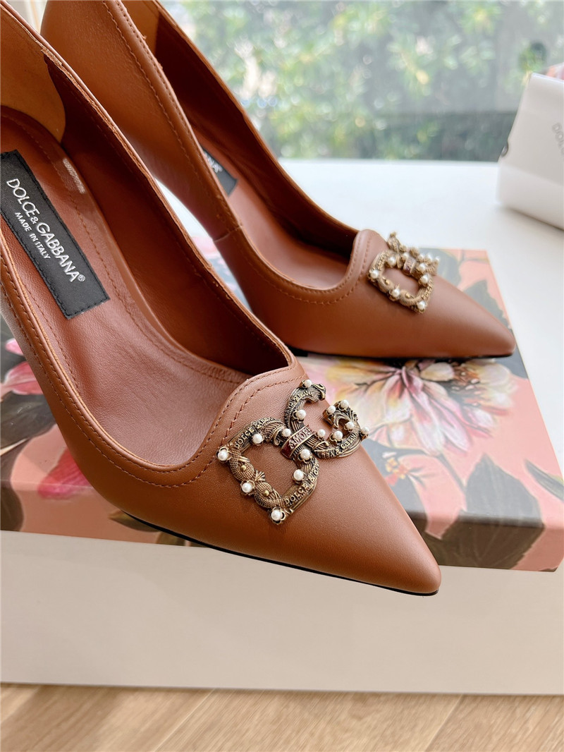 Dolce & Gabbana Brown Calfskin Pumps 90mm