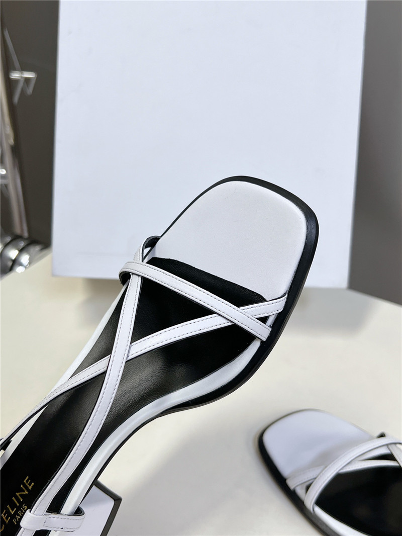 Ce1i*e cuir triomphe white lambskin flat sandals