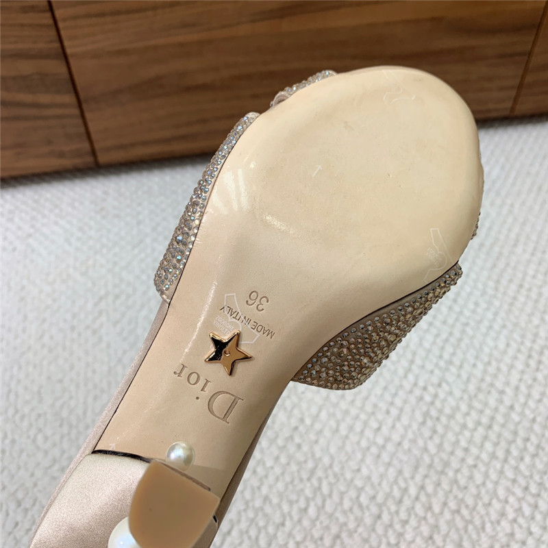 D10r tribales beige suede heeled slides with strass