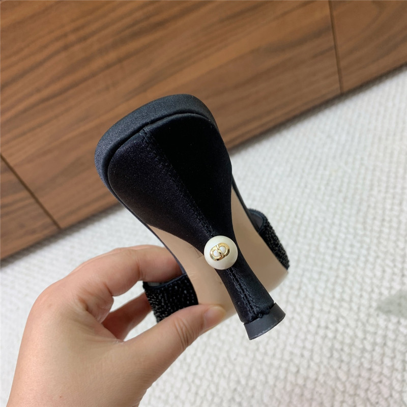 D10r tribales heeled slides black suede with strass