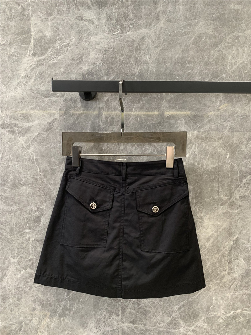 Pra*a metal buckle ribbon work skirt replicas clothes