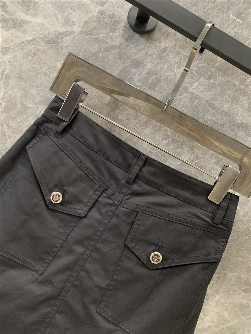 Pra*a metal buckle ribbon work skirt replicas clothes