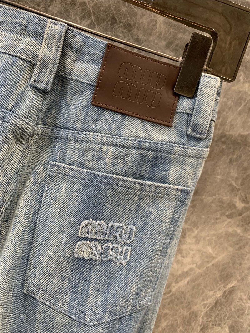 M1um1u striped tie-dyed denim trousers replica d&g clothing