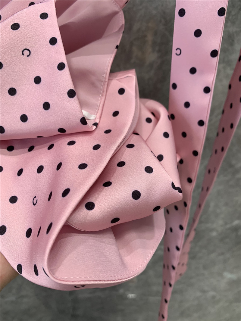 Ch**el pink polka dot off-shoulder strappy vest top replica clothes