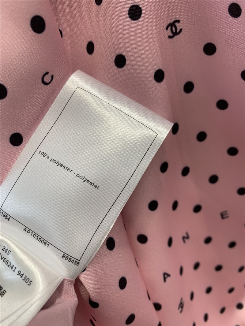 Ch**el pink polka dot off-shoulder strappy vest top replica clothes