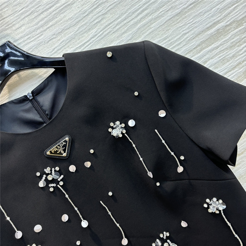 Pra*a short sleeve round neck dress replicas clothes