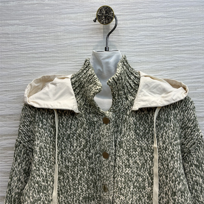 Moncler olive green wool blend knitted jacket replica clothing