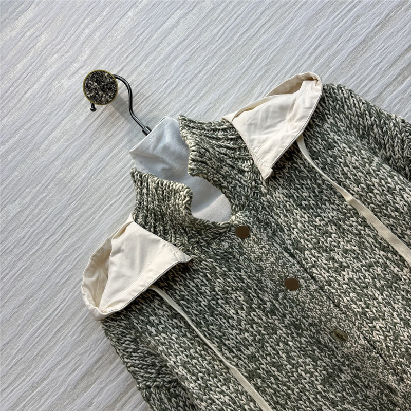 Moncler olive green wool blend knitted jacket replica clothing