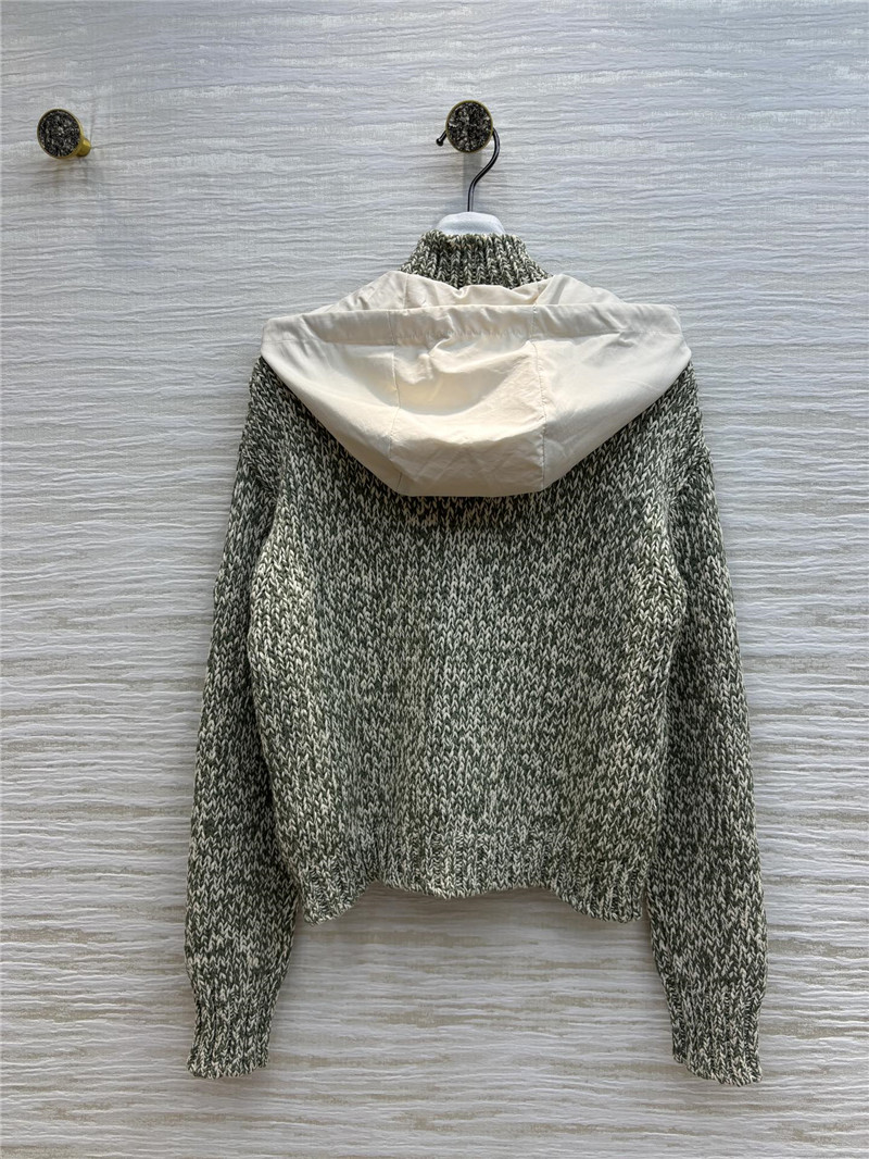 Moncler olive green wool blend knitted jacket replica clothing