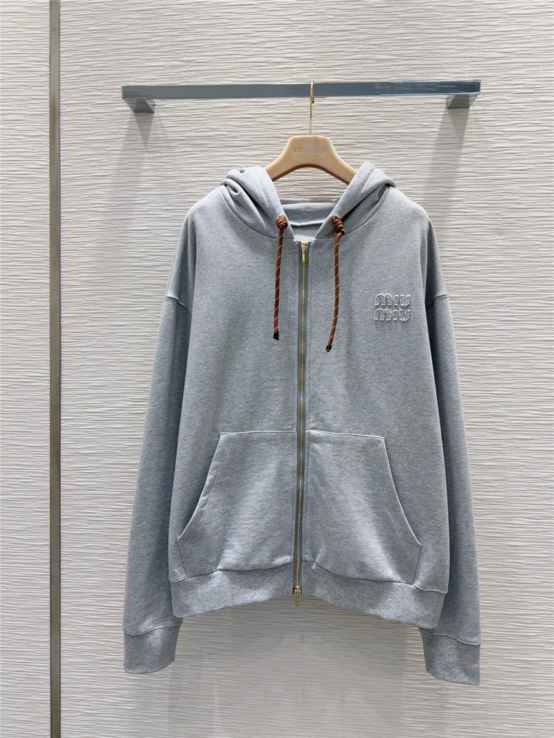 M1um1u patch embroidered logo sweatshirt replicas clothes