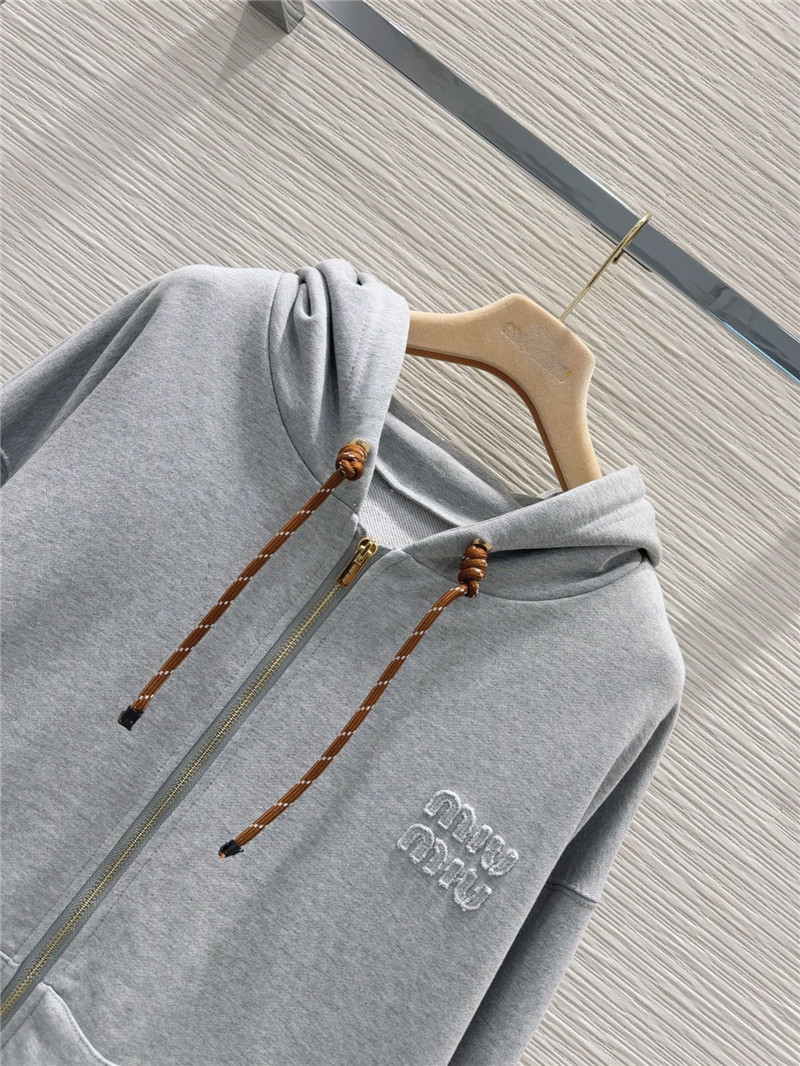 M1um1u patch embroidered logo sweatshirt replicas clothes