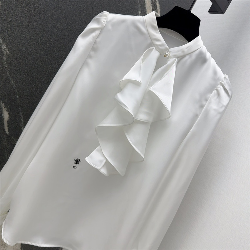 D10r pearl button ruffle shirt replica clothes