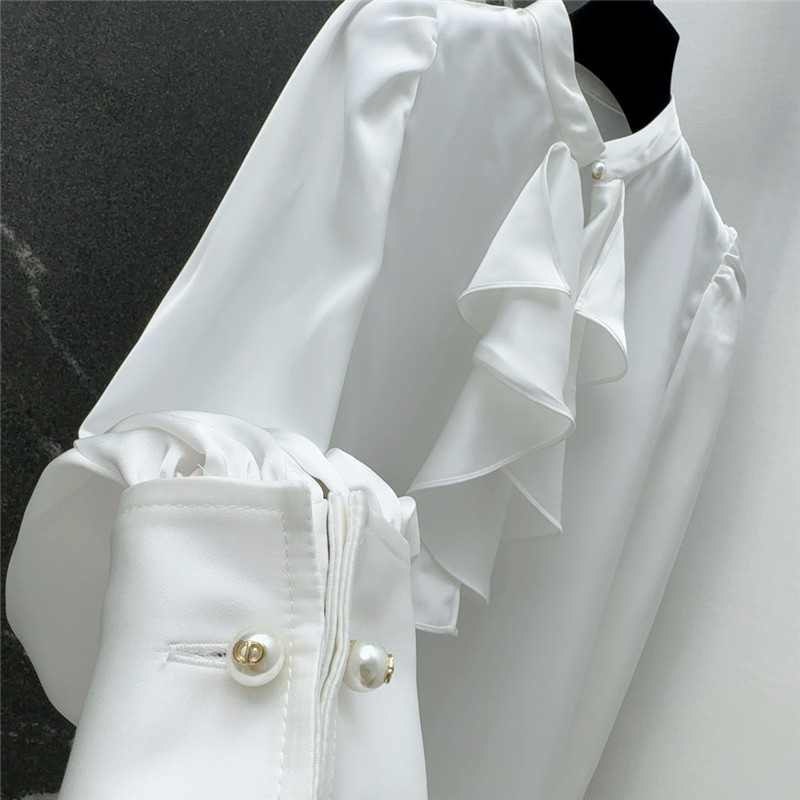 D10r pearl button ruffle shirt replica clothes