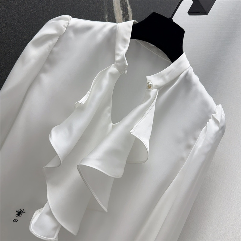 D10r pearl button ruffle shirt replica clothes