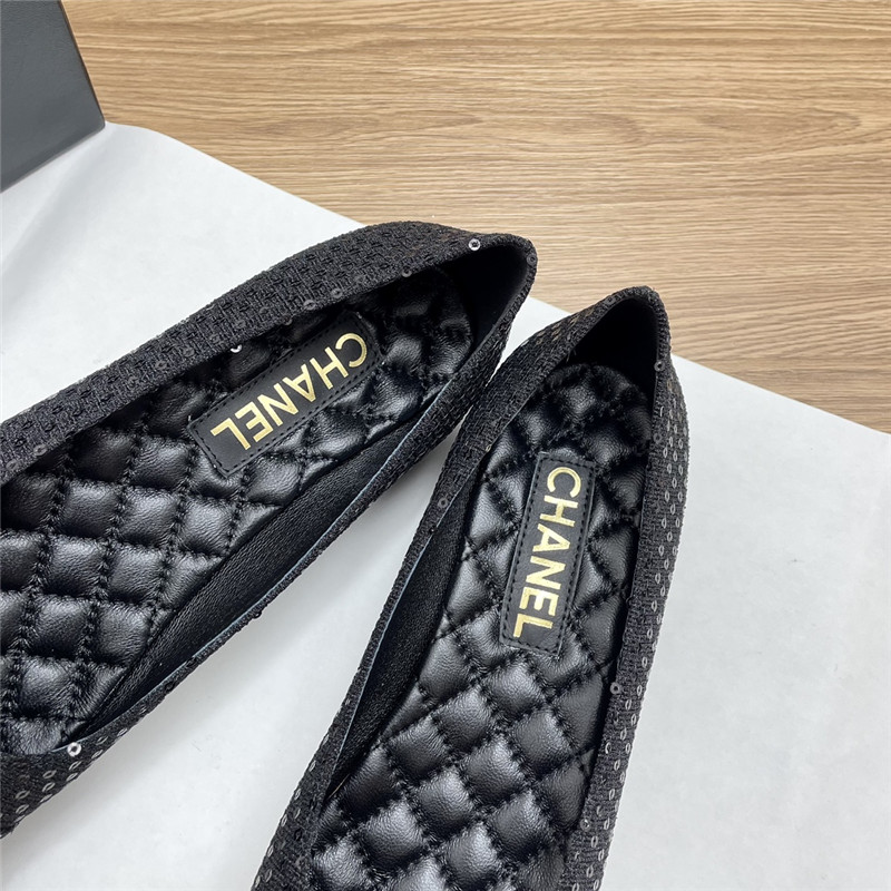 Ch**el ballet flats in black glittered tweed