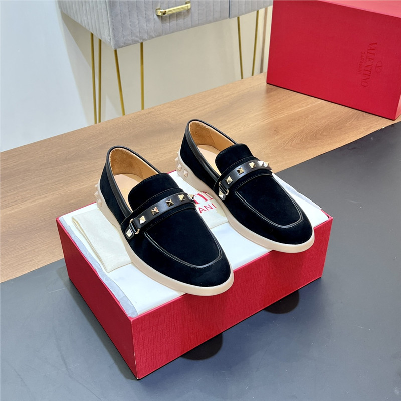 Va1e*ntin0 leisure flows split leather loafer black