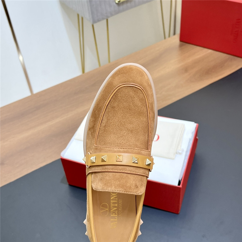 Va1e*ntin0 leisure flows split leather loafer light camel