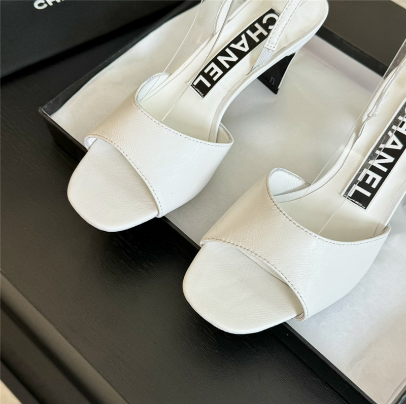 Ch**el white leather open toe slingback sandals