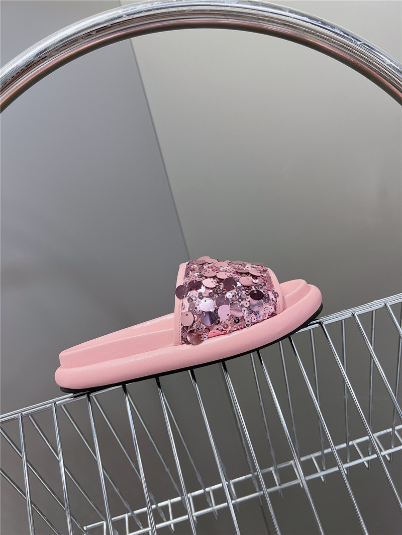 F**di pink glitter rubber sole slides