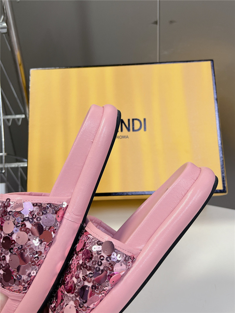 F**di pink glitter rubber sole slides