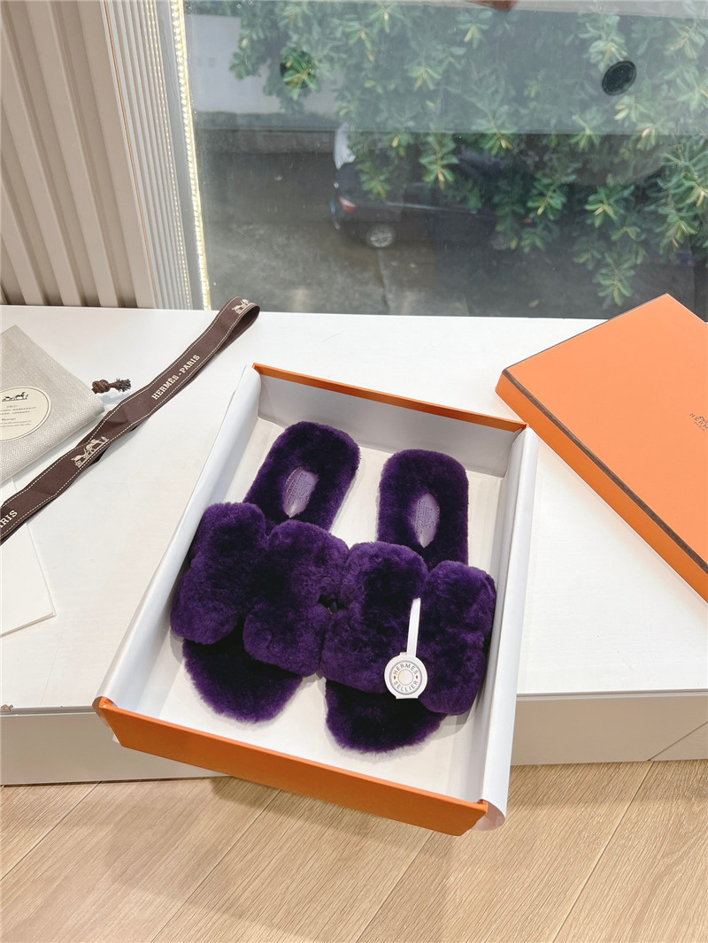 H**me5 shearling h cut-out izmir sandal purple