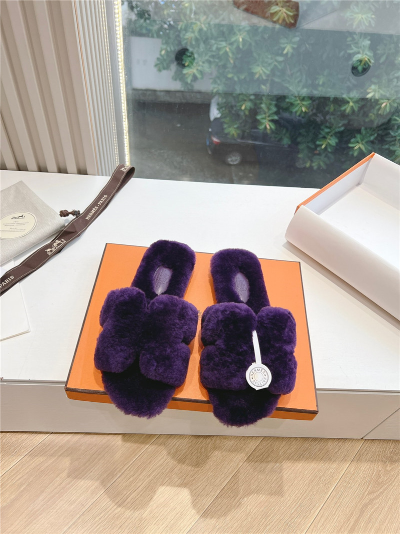 H**me5 shearling h cut-out izmir sandal purple