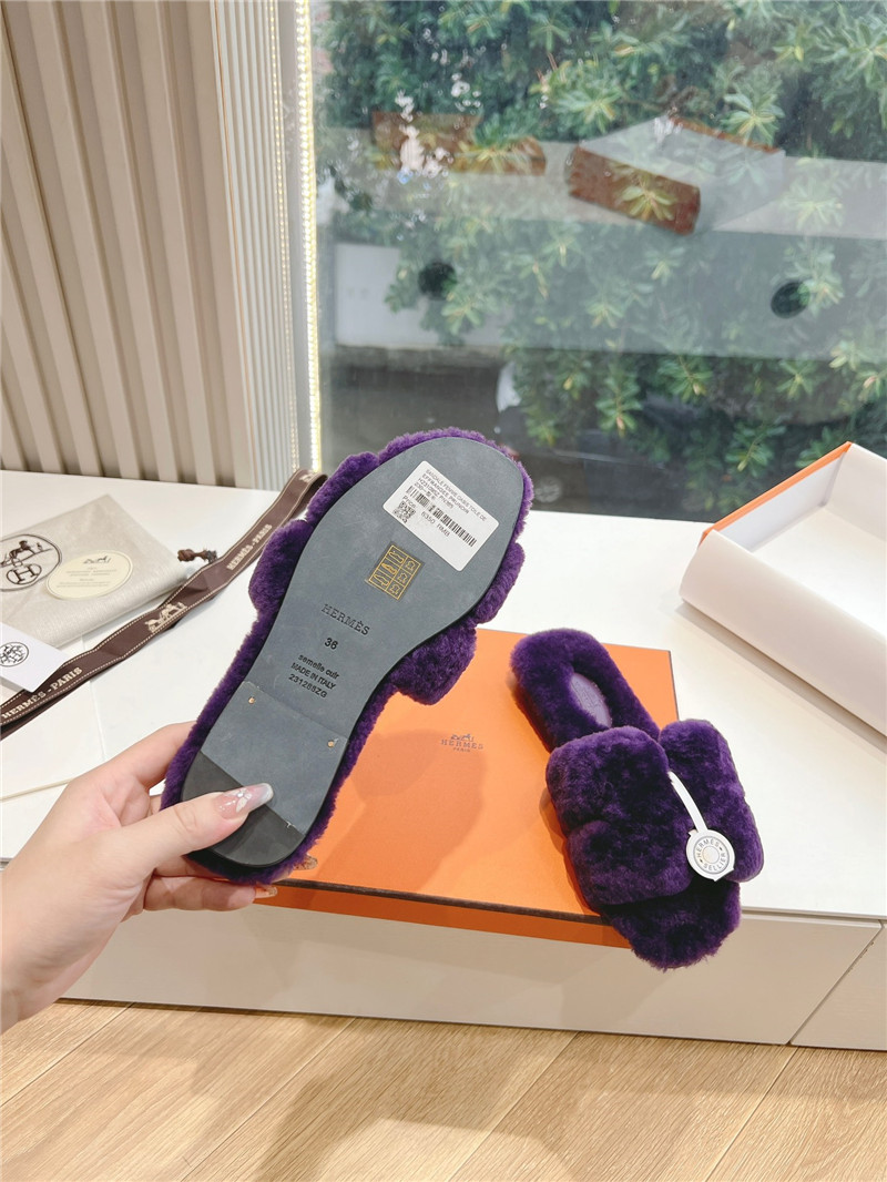 H**me5 shearling h cut-out izmir sandal purple